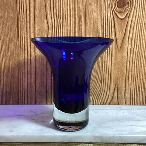 Vintage MCM Cobalt Blue 6.5” Vase Murano Empoli Italy
